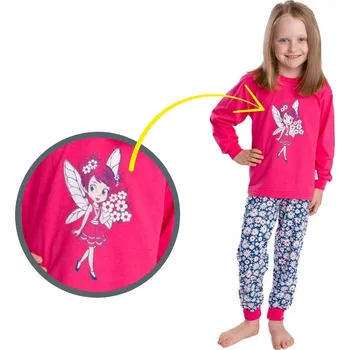 Dívčí pyžamo Dívčí pyžamo Betty Mode tmavě růžové vel. 92-140 víla s květinami