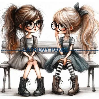 Látkový panel - Holčička s brýlemi - DZ-72 Velikost: 30x30cm, Materiál: Teplákovina nepočesaná