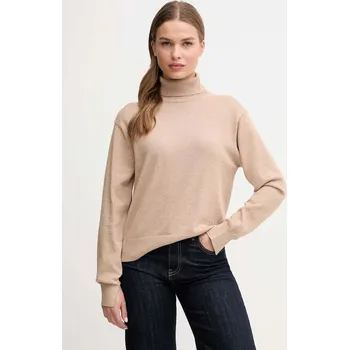 Dámský svetr Svetr s příměsí kašmíru Pepe Jeans dámský, béžová barva, s golfem, PL7000036 80X, vel. XL