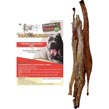 Pamlsek pro psa SlovakiaFarma Massaro Sušené hovězí vazovice XXL 1 kg – přírodní žvýkací pamlsek pro psy velkých plemen