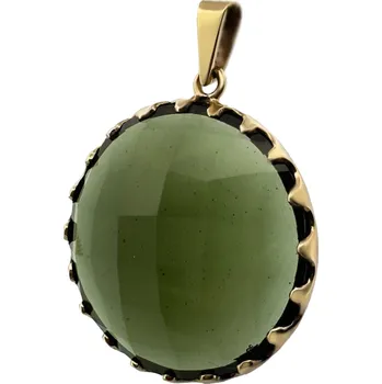 Přívěsek Vltavín Moldavite Luxusní zlatý přívěsek s broušeným vltavínem P21 0056 Žluté zlato