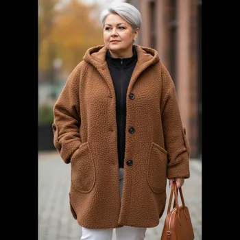 Oversize kabát KARLOS světle hnědý Velikost: UNI: XL-4XL