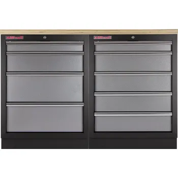 Dílenský regál Sestava kvalitních PROFI dílenských skříněk s pracovní deskou - TGS1300BAL09 Grey