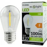 ECOLIGHT LED žárovka E27 - S14 - 1W - 100lm - teplá bílá