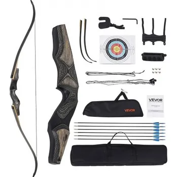 Luk VEVOR Sada luku a šípů , 60palcový dřevěný luk na takedown, ergonomický reflexní luk pro praváky, dlouhý luk pro venkovní nácvik střelby na terč, pro začátečníky až pokročilé, 35 liber