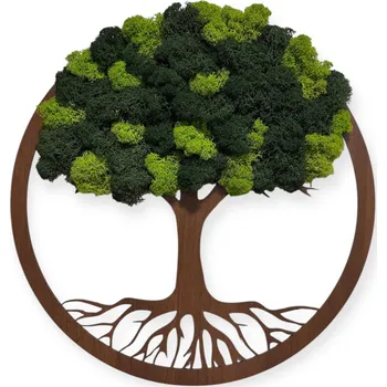 Obraz Mechový Strom života 36 - 60 cm - mix Ořech Průměr 42 cm