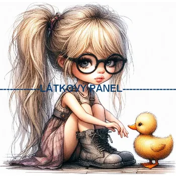 Látkový panel - Holčička s brýlemi - DZ-76 Velikost: 15x15cm, Materiál: Kočárkovina