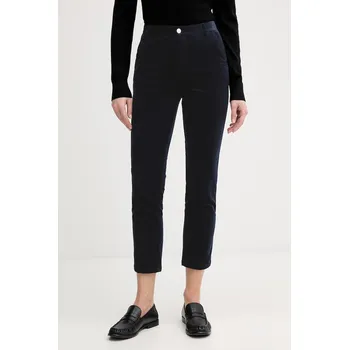 Dámské kalhoty Manšestrové kalhoty United Colors of Benetton tmavomodrá barva, střih cigarette, high waist, 4MIQDF07W 59A, vel. 34