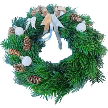 Věnec Zuzana Pencová věnec na dveře Ø 30 cm bílo zlatý