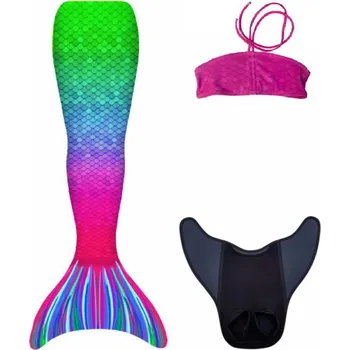 Dámské plavky Kostým mořské panny Kuaki Mermaids - ocas, monofin ploutev a vrchní díl plavek - set 3 ks - Capri XS 6-8 let