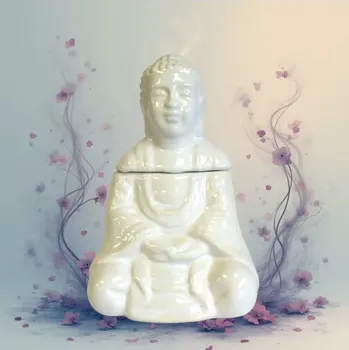 Aroma lampa Ancient Wisdom Aroma Lampa Sedící Buddha Bílá