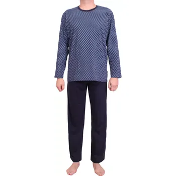 Pánské pyžamo Pánské pyžamo s dlouhým rukávem Pleas 183744 modrá velikost 3XL