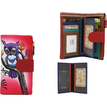 Peněženka Peterson Velká dámská kožená peněženka s motivem sovy N18-SPW OWL Red Červená