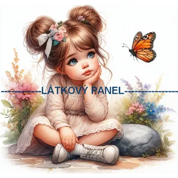 Látkový panel - Holčička s motýlem - DZ-85 Velikost: 35x35cm, Materiál: Úplet