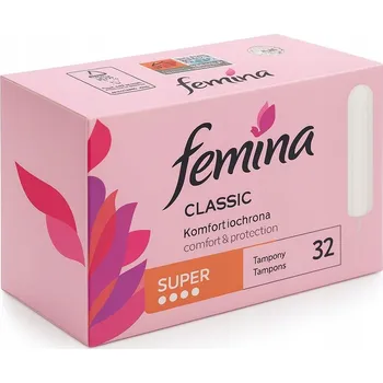 Menstruační tampony Tampony Femina KLASSIC KOMFORT a OCHRANA SUPER 32 kusů
