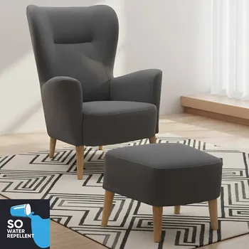 Křeslo Křeslo ušák s podnožkou Next | FUNKČNÍ LÁTKA | tmavě šedá 97 | nohy buk | AKCE