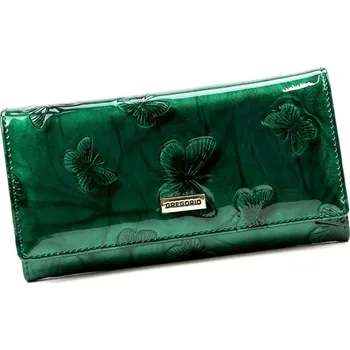 Peněženka Zelená kožená lakovaná peněženka s motýlky Gregorio BTS100