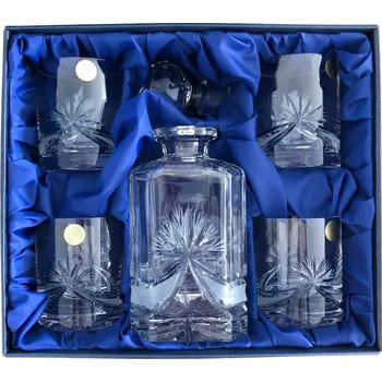 Sklenice BOHEMIA CRYSTAL Whisky set Bohemia Crystal karafa + 4 sklenice na whisky - brus Mašle 330ml
