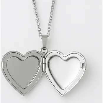 Přívěsek Ocelový medailonek srdce s nápisem I love you - Stříbrná