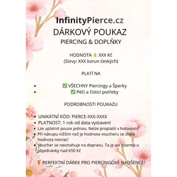 Piercing Dárkový voucher na nákup piercing - VOUCHER (Dárkový poukaz na nákup piercingu v libovolné hodnotě - VOUCHER)
