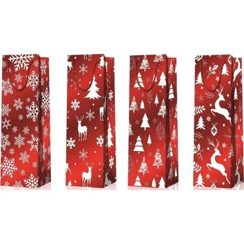 Dárková taška Dárková taška na láhev vánoční Červeno-bílá Varianta: jelen