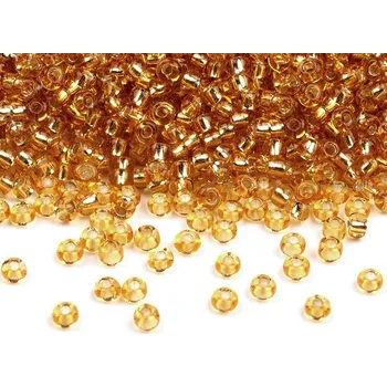 Dětské navlékací korálky Rokajl Preciosa 10/0 - 2,3 mm s průtahem, barva 17050 zlatá