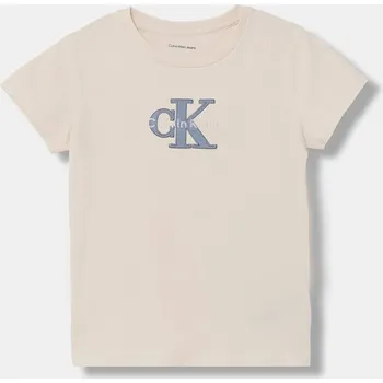 Chlapecké tričko Dětské tričko Calvin Klein Jeans béžová barva, IG0IG03065 IG0IG03065.128.176.PPY2 12X, vel. 152
