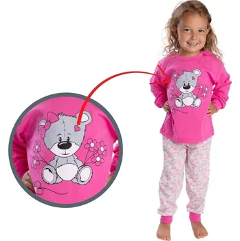 Dívčí pyžamo Dívčí pyžamo Betty Mode vel. 116,140 tmavě růžové s medvídkem