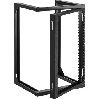Serverovna VEVOR Nástěnný serverový rack 15U, maximální nosnost 68,04 kg, síťový rack s otevřeným rámem a otočnými dveřmi o 180 stupňů, uhlíková ocel, ideální pro IT síťová zařízení a AV zařízení, počítačový server, černý