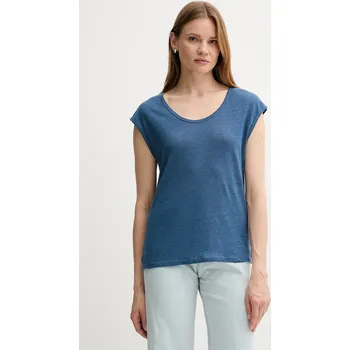 Plátěné tričko United Colors of Benetton 37UJE16B1 modrá 95X, vel. XL