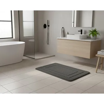 Koupelnová předložka Koupelnová předložka ALOR, jednobarevná tmavě šedá, dlouhý vlas 2cm, 50x80cm