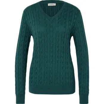Dámský svetr 719831 - Tchibo - Svetr s copánkovým vzorem - pro ženy - vel. XXL 52/54 - barva: zelená