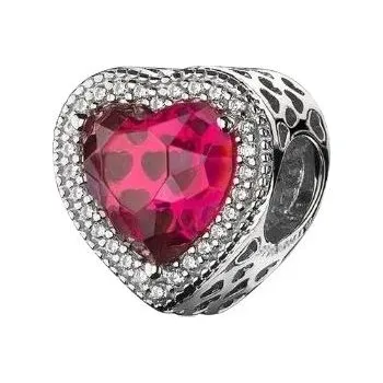 Přívěsek Přívěsek lesklé růžové vypouklé srdce stříbro s925