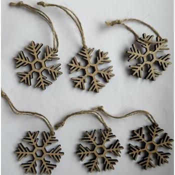 Vánoční dekorace Dřevěná vločka závěsná natural - 5 cm