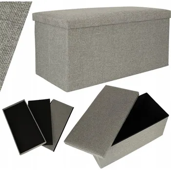 Taburet Skládací puf s úložným prostorem šedý velký 76x38x38cm vysoká kvalita provedení