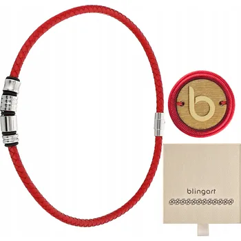 Náhrdelník Pánský kožený náhrdelník ČERVENÝ pletený řemínek na krk OCEL 316L