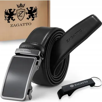 Opasek Kožený opasek pánský ČERNÝ automatický ŠIROKÝ pravá kůže ZAGATTO