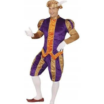 Karnevalový kostým KOSTÝM PÁŽE PRO MUŽE FIALOVO-ORANŽOVÝ KARNEVAL KOSTÝM VELIKOST M