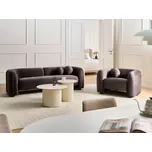 Sedací souprava tmavě hnědá sametové čalounění 4místná 3místná pohovka křeslo extra polštáře retro glamour art deco styl obývací pokoj Beliani