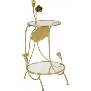 Konferenční stolek Odkládací stolek Flowers 40 cm zlatý