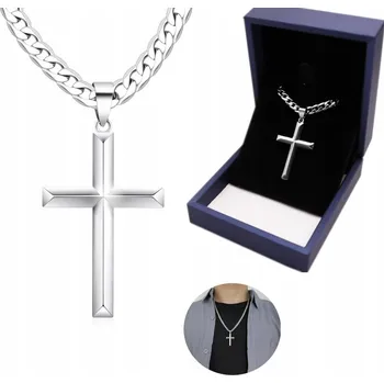 Řetízek ŘETÍZEK S KŘÍŽKEM Stříbrný Křížek Náhrdelník Diamantovaný Řetízek NOVÝ
