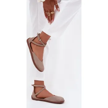 Dámské lodičky Dámské semišové baleríny Barefoot s pásky Zazoo 191 Barva: Stříbrná, Velikost: 35