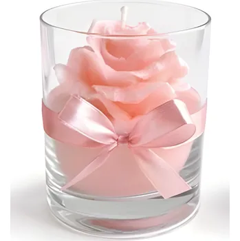 Svíčka Vosková svíčka Růže 9,5 cm růžová