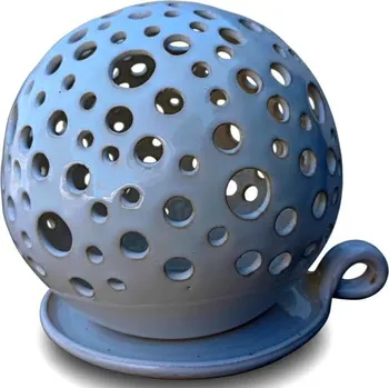 Svícen Koule svítící,velká asi 17cm. Bílá glazura.