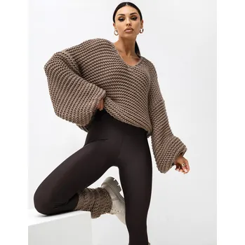 Dámský svetr Pletený dámský svetr PATRICIA cappuccino, VELIKOST UNI ( S, M , L )