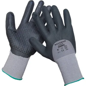 Pracovní rukavice Querex proti oleji jemné těxtilní máčené rukavice s terčíky, velikost 9