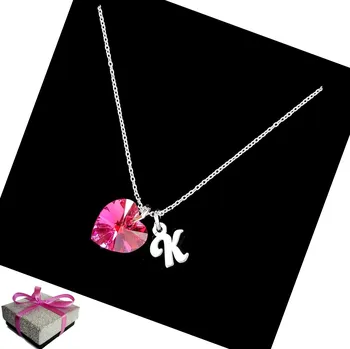 Náhrdelník Stříbrný náhrdelník s písmenem a krystalem Aurora, 45 cm