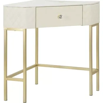 Konzolový stolek Rohový konzolový stolek Sharon 60 cm ekokůže krémový/zlatý