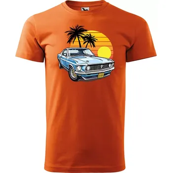 Pánské tričko Sablio Tričko s potiskem Car Sunshine - oranžové 3XL