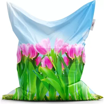 Sedací pytel Sablio Sedací vak Classic Růžové tulipány - 150x100 cm